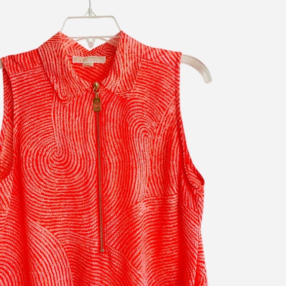 Michael Kors, orange and cream swirl sleeveless zip up top size medium - Picture 4 of 12